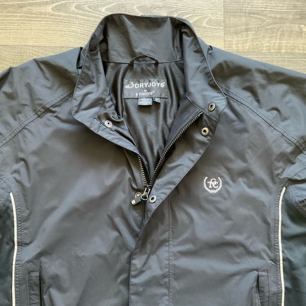 Dryjoys Footjoy FJ Golf Rain Windbreaker Jacket Men’s MEDIUM Black Full Zip - Picture 4 of 12